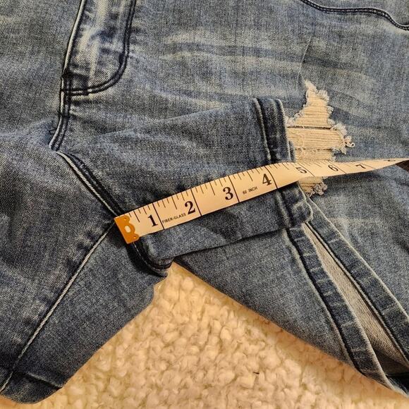 Hybrid Distressed Denim Jean Shorts Medium Wash Rips Plus Size Casual Summer 24 - Picture 3 of 6